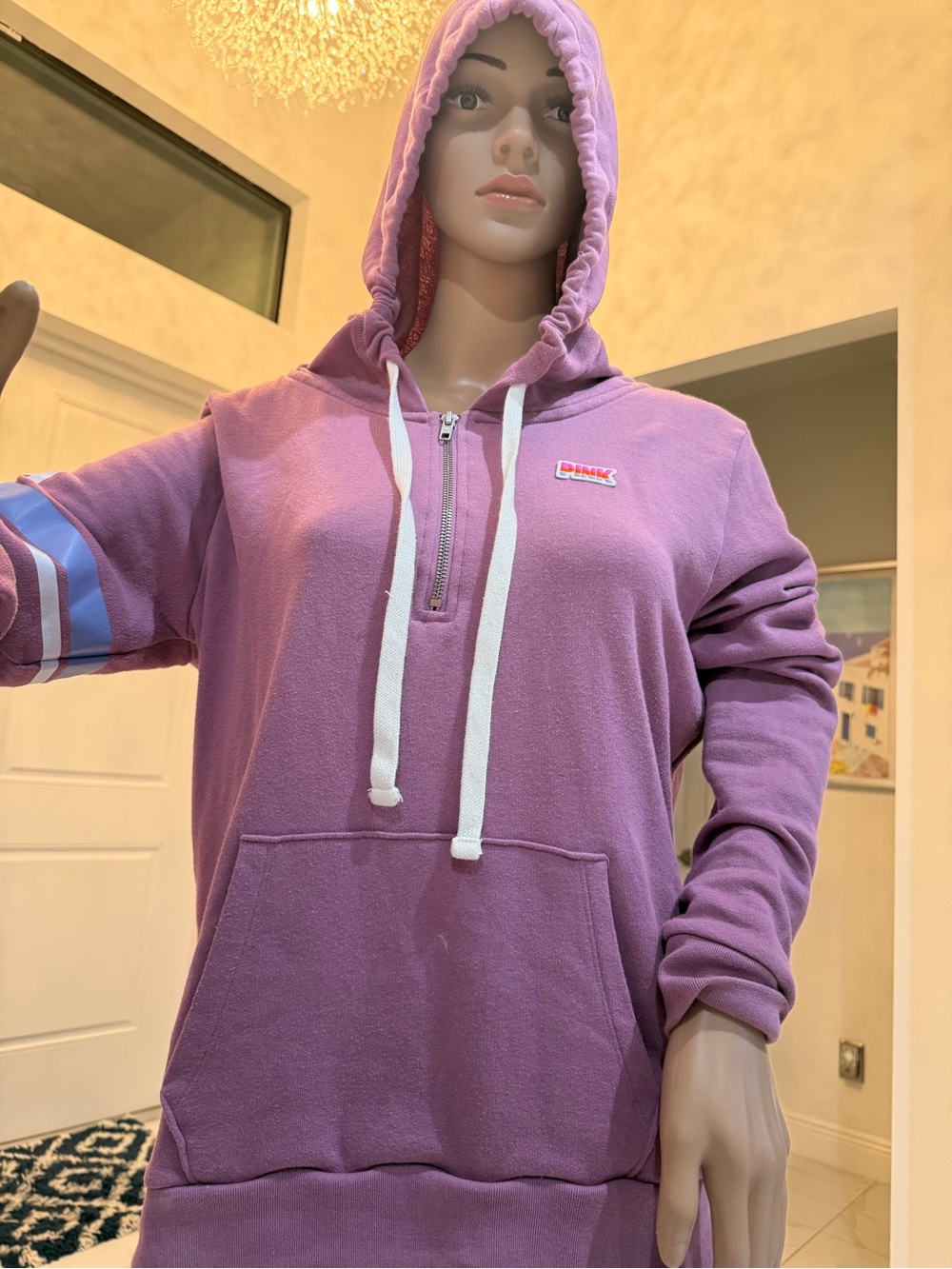 PINK Victoria's Secret Lavender Zip-Up Hoodie with Rainbow Logo